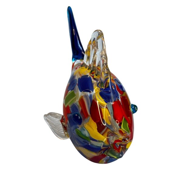 Murano Art Glass Fish Sculpture Handblown Multicolor Millefiori 8½"x 6½" - Picture 7 of 11